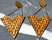 Load image into Gallery viewer, Triangular Leopard Tribal Earrings
