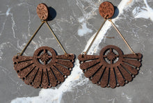 Load image into Gallery viewer, Wooden Fan Tribal Earrings
